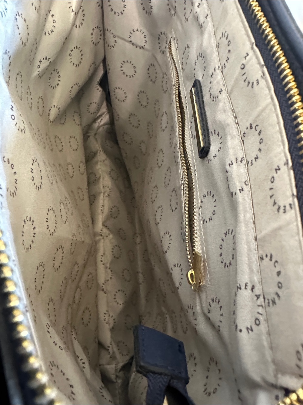 BCBGeneration Navy Tote with Gold Accent - Picture 7 of 13